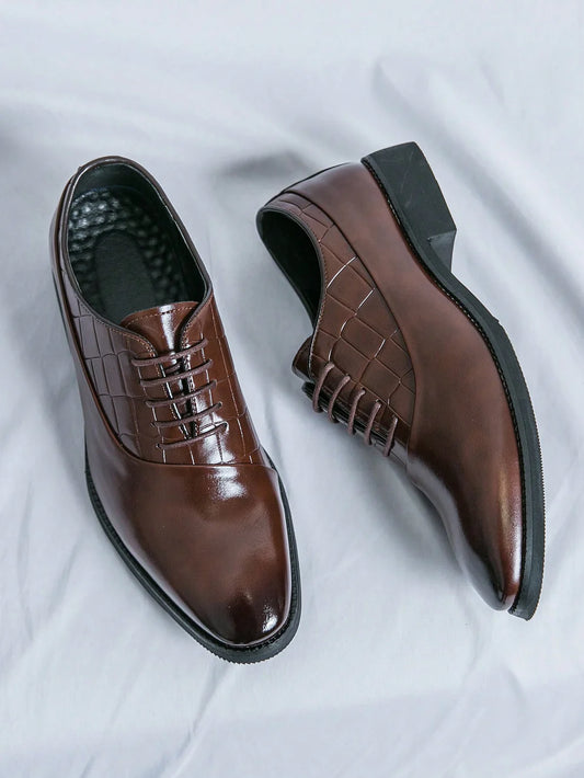 Derbies Classiques en Cuir Marron Pour Homme