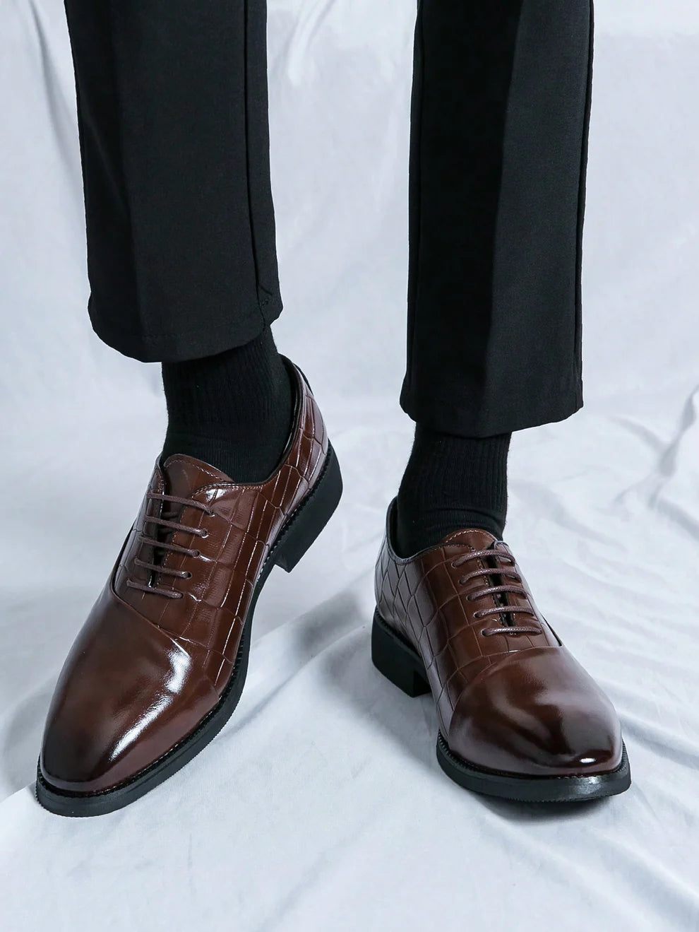 Derbies Classiques en Cuir Marron Pour Homme