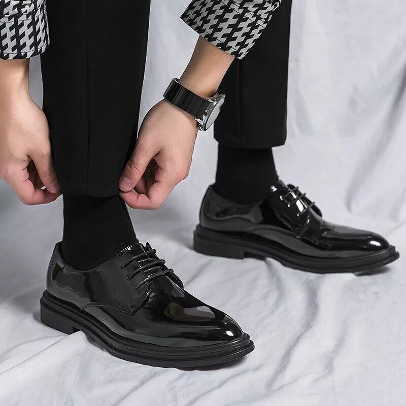 Derbies Classiques en Cuir Noir pour Homme